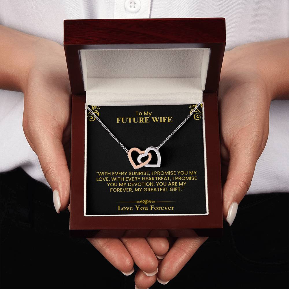 Romantic Gift for Future Wife – Heartfelt Love Message & Proposal Keepsake Interlocking Hearts necklace