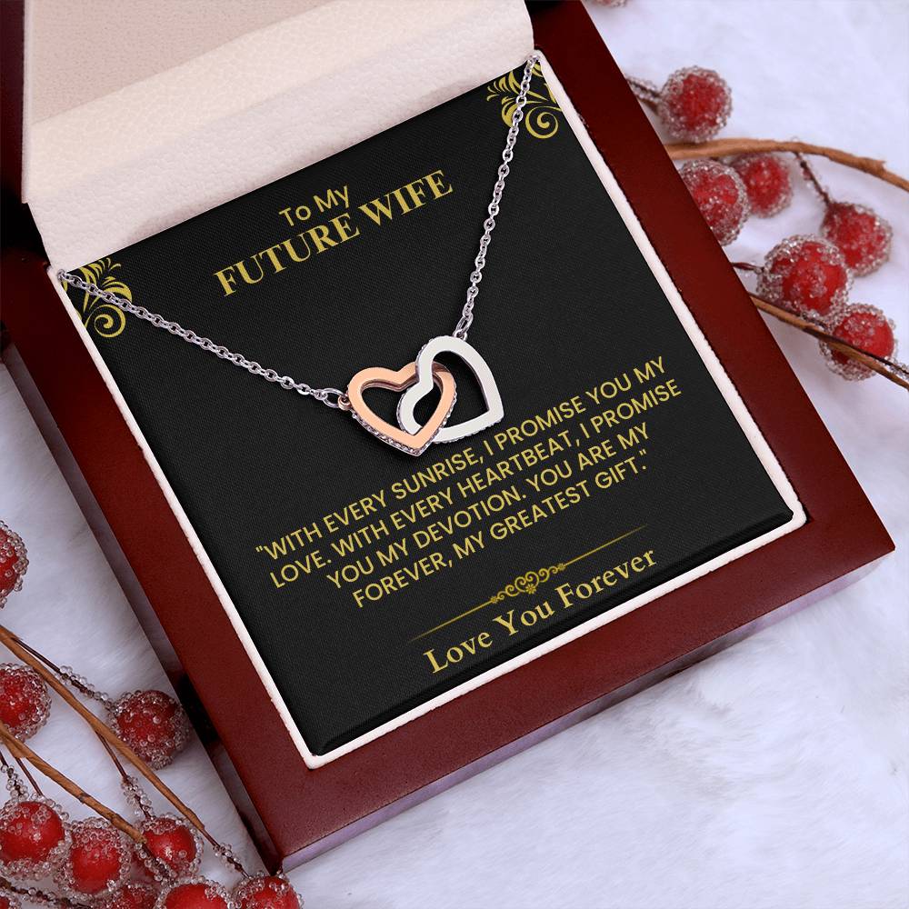 Romantic Gift for Future Wife – Heartfelt Love Message & Proposal Keepsake Interlocking Hearts necklace