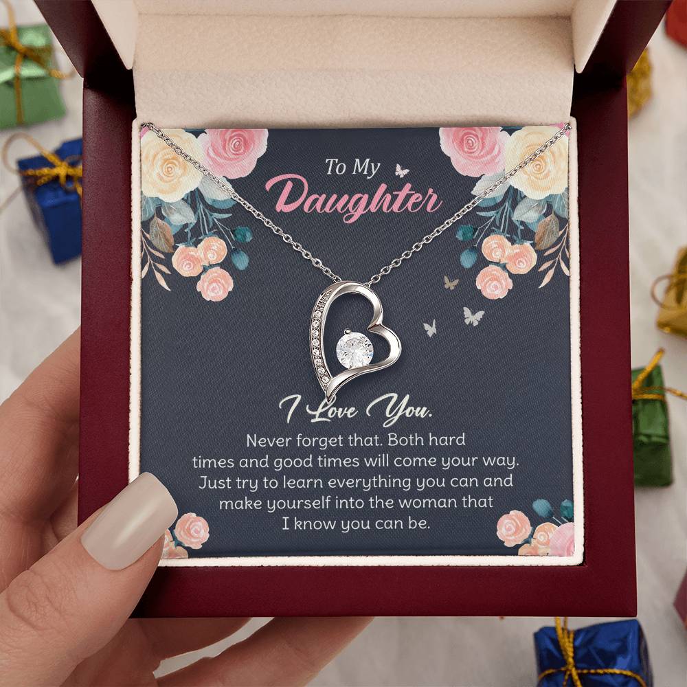 To My Daughter - Inspirational Gift for a Loving Daughter, Encouragement and Forever Love NecklaceLove Necklace