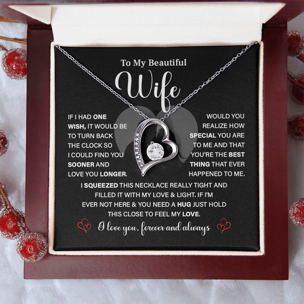 To My Beautiful Wife - I Love You Always | Elegant Heart Necklace Gift for Wife