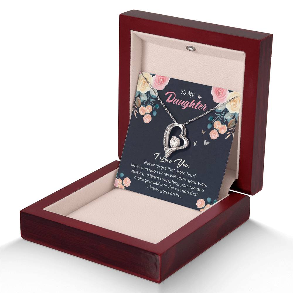 To My Daughter - Inspirational Gift for a Loving Daughter, Encouragement and Forever Love NecklaceLove Necklace