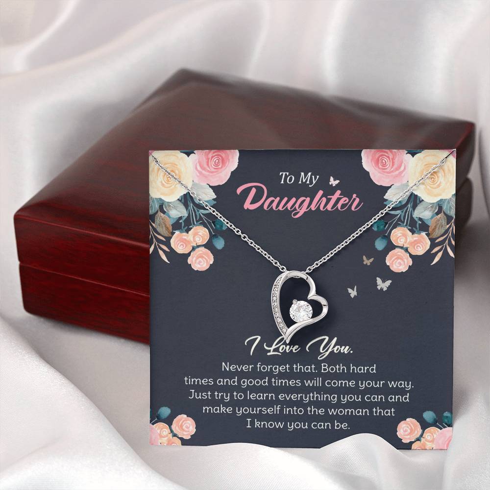 To My Daughter - Inspirational Gift for a Loving Daughter, Encouragement and Forever Love NecklaceLove Necklace