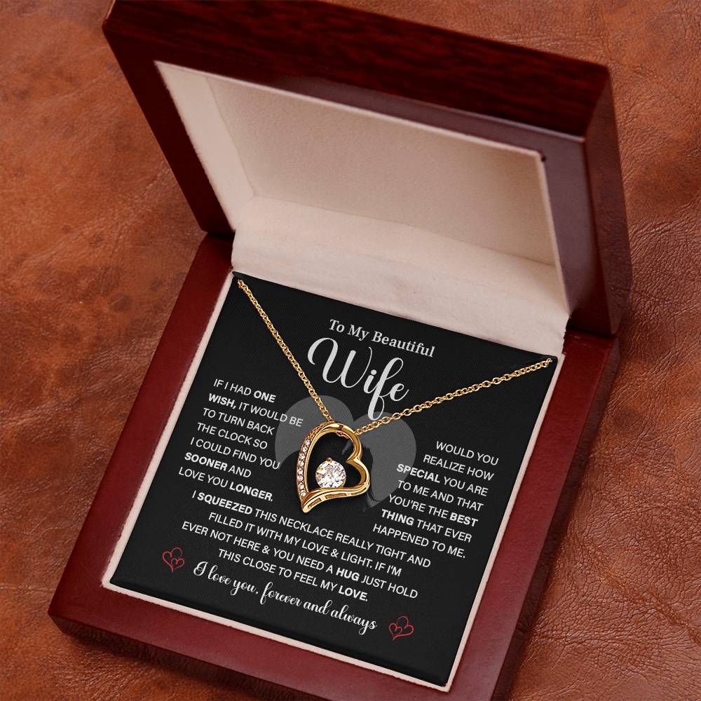 To My Beautiful Wife - I Love You Always | Elegant Heart Necklace Gift for Wife