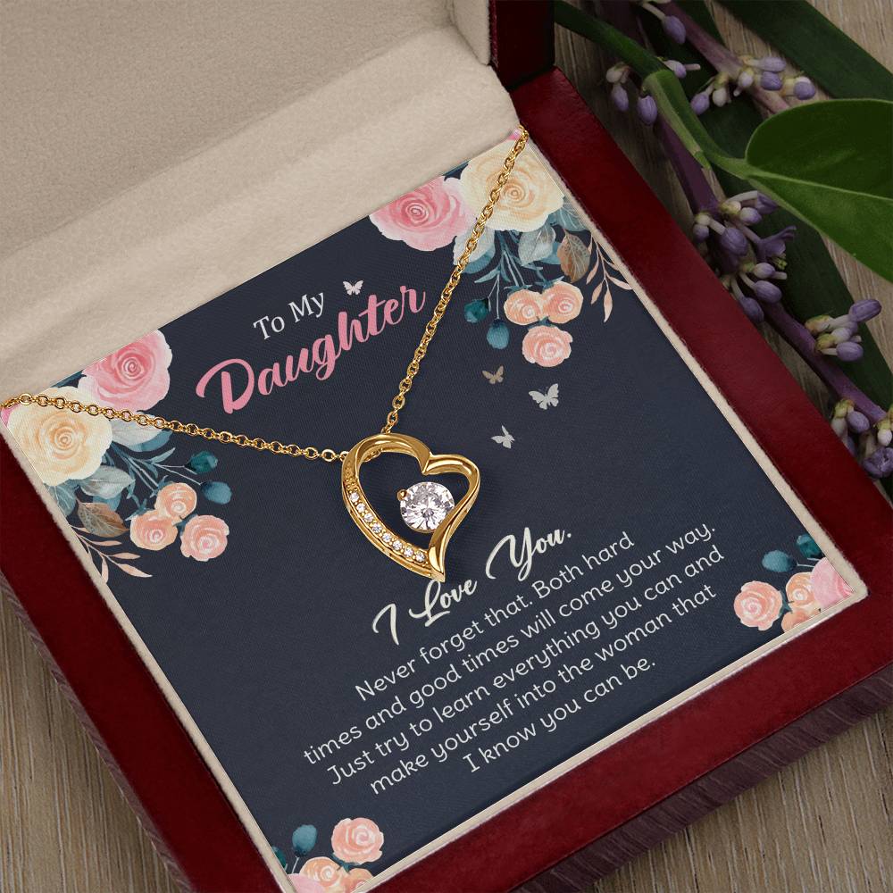 To My Daughter - Inspirational Gift for a Loving Daughter, Encouragement and Forever Love NecklaceLove Necklace