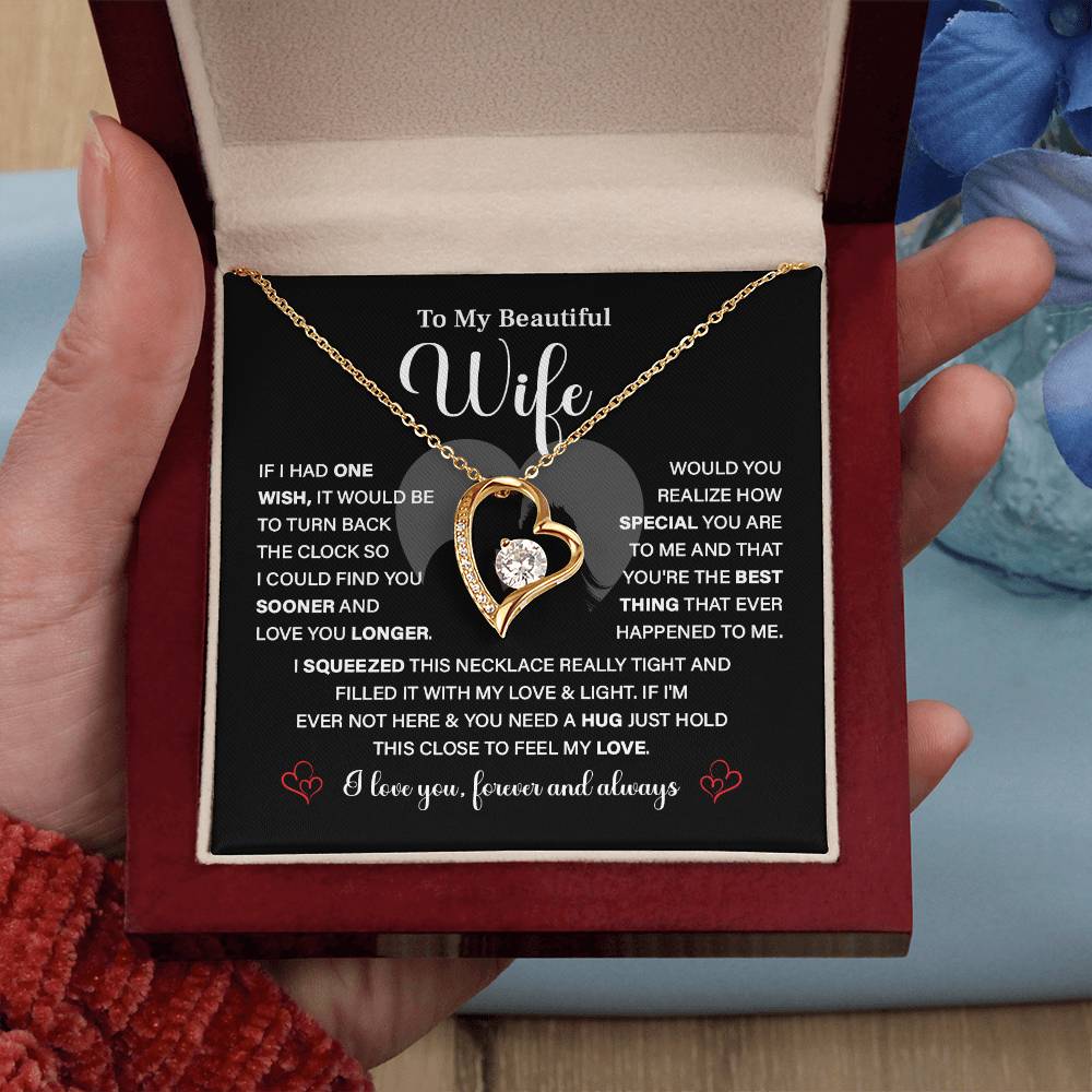 To My Beautiful Wife - I Love You Always | Elegant Heart Necklace Gift for Wife