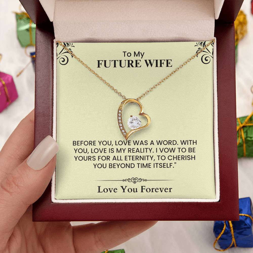 To My Future Wife Sparkling Heart Pendant Necklace Romantic Gift forever Love Necklace