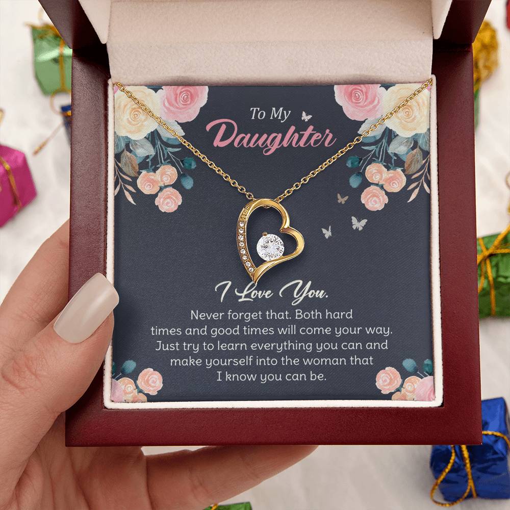 To My Daughter - Inspirational Gift for a Loving Daughter, Encouragement and Forever Love NecklaceLove Necklace
