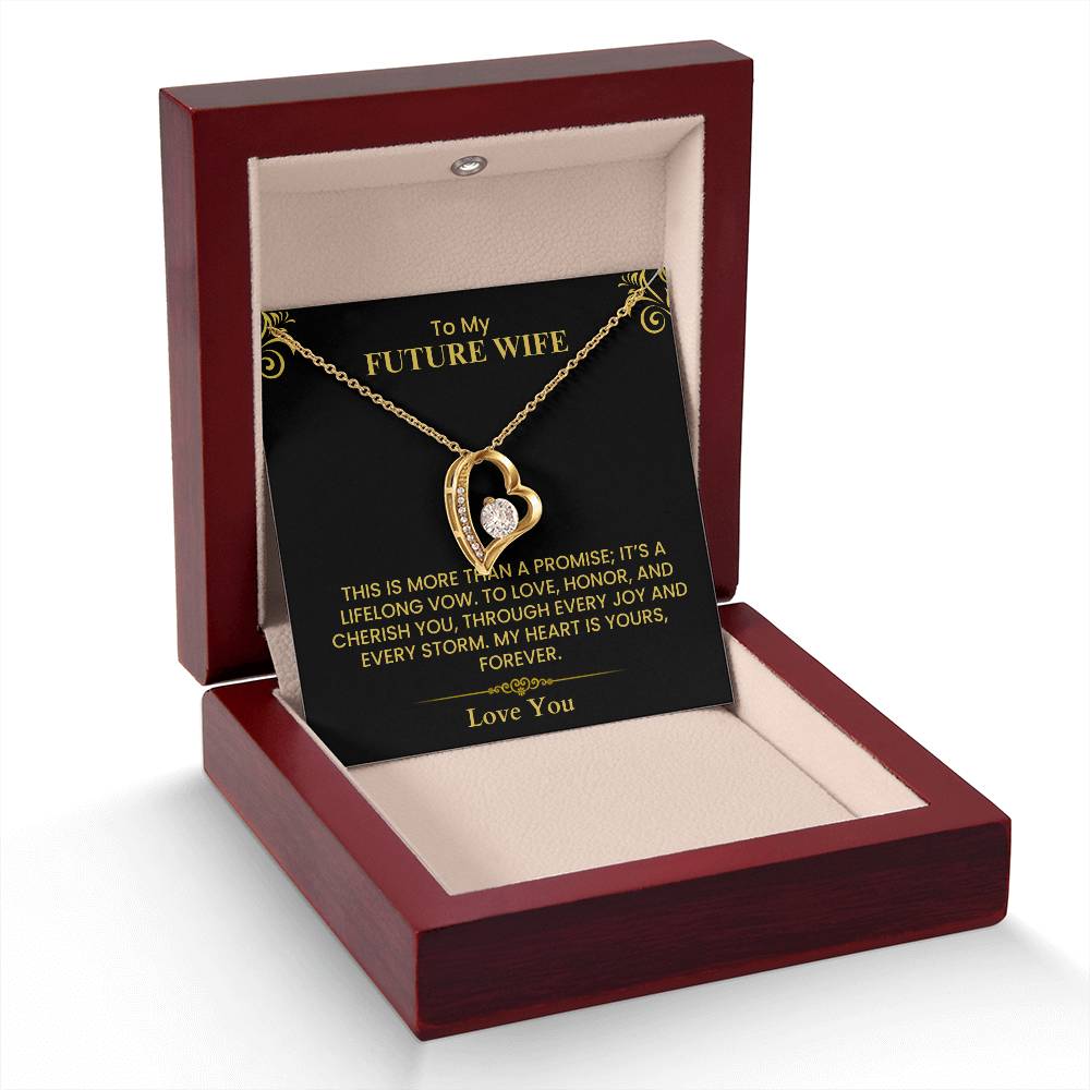 To My Future Wife Gift - Romantic Love Message Card for Fiancée, Elegant Gold Design Forever Love Necklace
