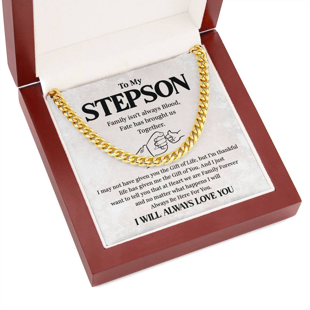 To My Stepson - Family Forever - Strength and Love Cuban Chain for Him Cuban Link Chain