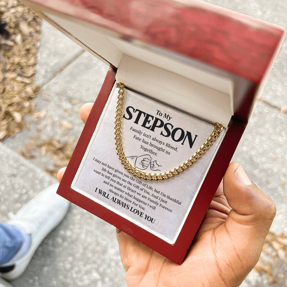 To My Stepson - Family Forever - Strength and Love Cuban Chain for Him Cuban Link Chain