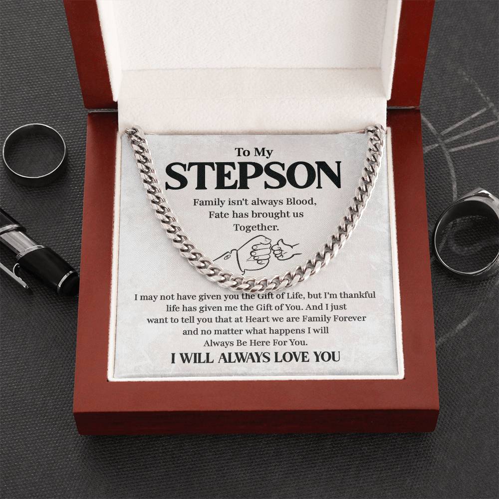To My Stepson - Family Forever - Strength and Love Cuban Chain for Him Cuban Link Chain