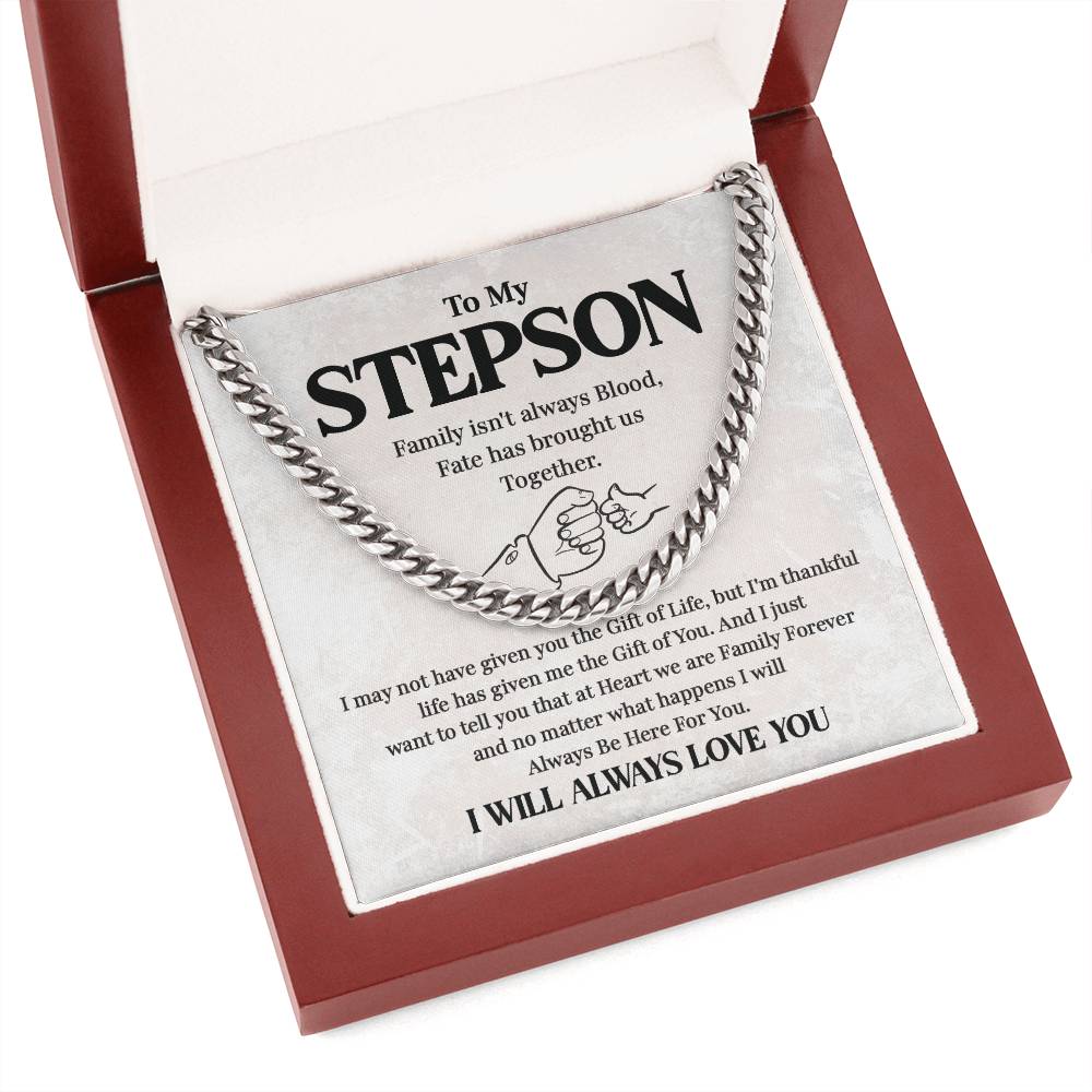 To My Stepson - Family Forever - Strength and Love Cuban Chain for Him Cuban Link Chain