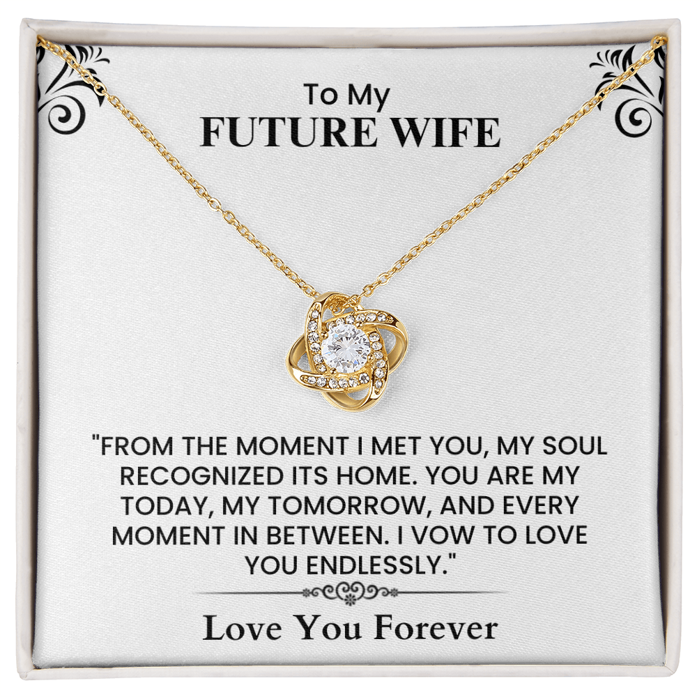 To My Future Wife Gift - Romantic Love Message Card for Fiancée, Wedding Proposal Gift Love Knot Necklace