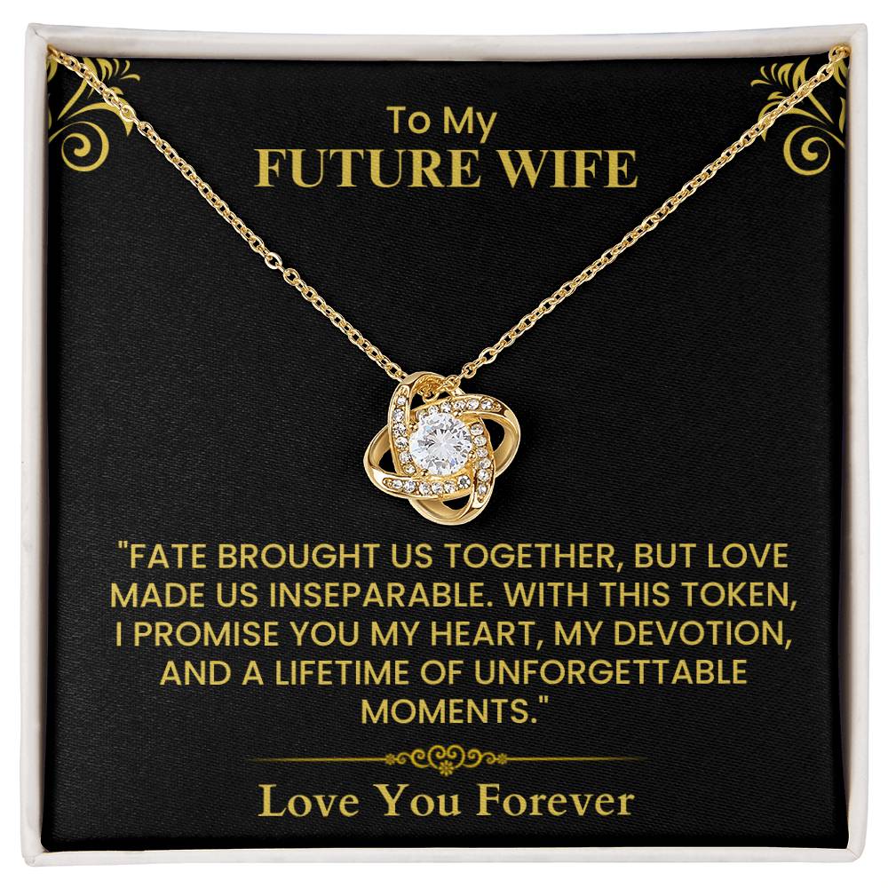 To My Future Wife Gift - Romantic Love Message Card for Fiancée, Wedding Keepsake Love Knot Necklace