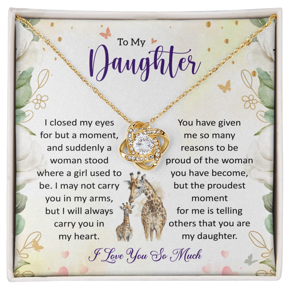 To My Daughter - Meaningful Gift with Love & Encouragement Love Knot Necklace