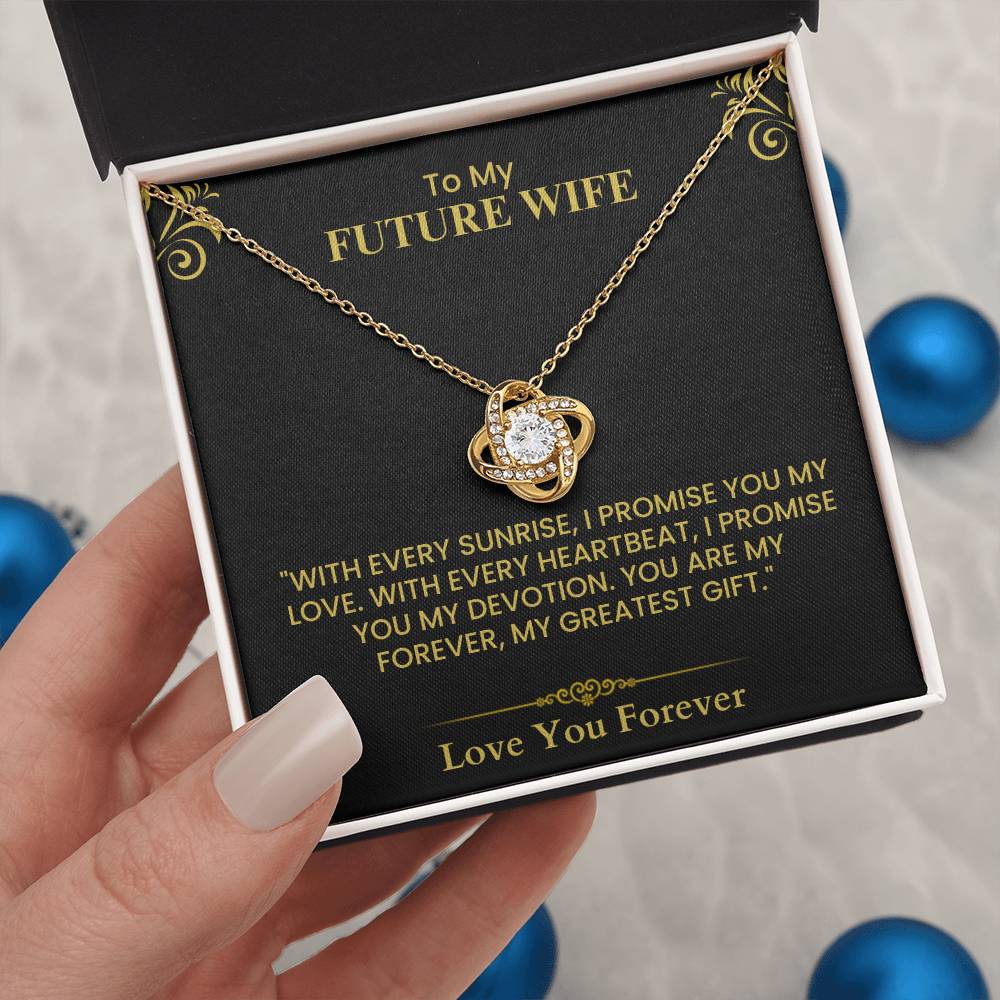 Romantic Gift for Future Wife – Heartfelt Love Message & Proposal Keepsake Love Knot Necklace