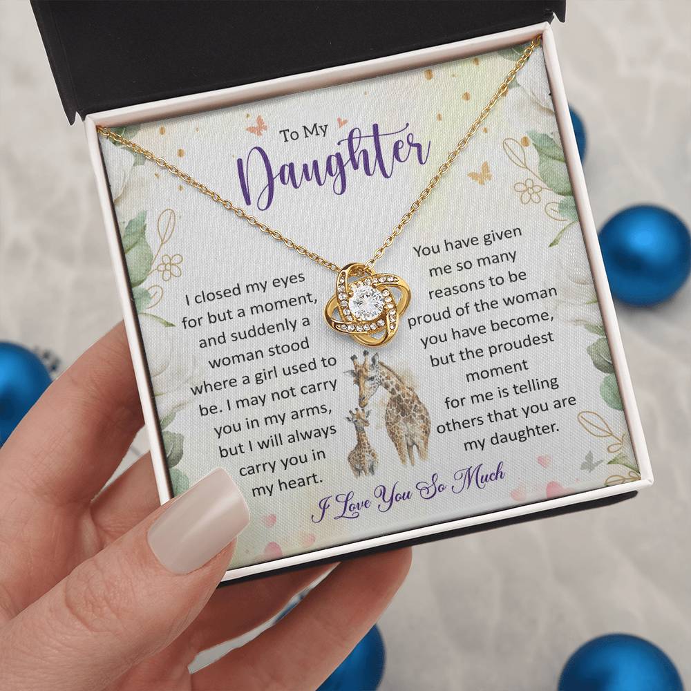 To My Daughter - Meaningful Gift with Love & Encouragement Love Knot Necklace