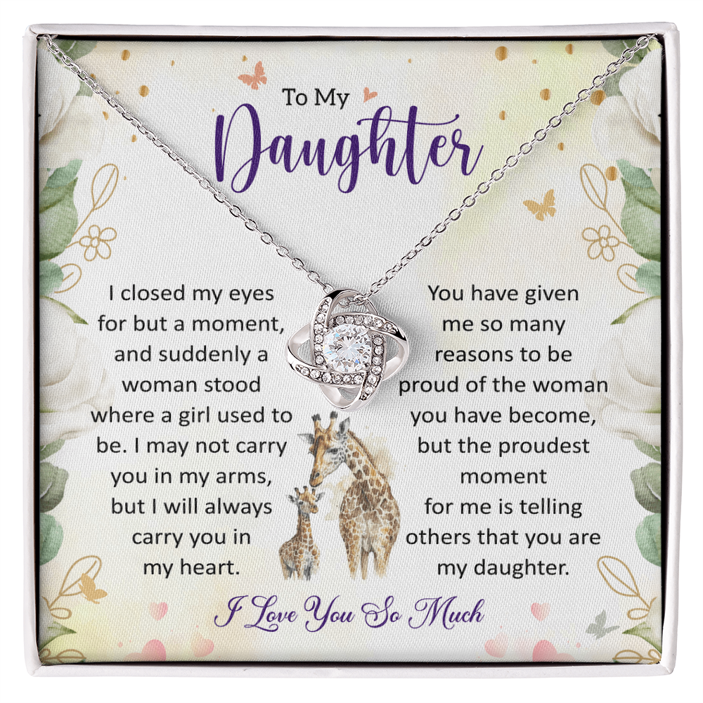 To My Daughter - Meaningful Gift with Love & Encouragement Love Knot Necklace