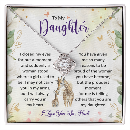 To My Daughter - Meaningful Gift with Love & Encouragement Love Knot Necklace