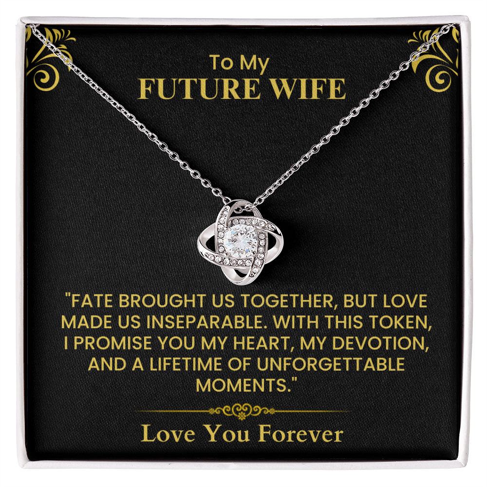 To My Future Wife Gift - Romantic Love Message Card for Fiancée, Wedding Keepsake Love Knot Necklace