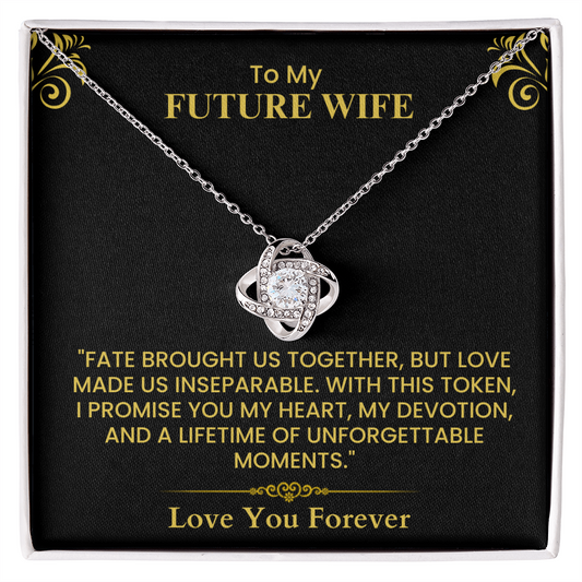 To My Future Wife Gift - Romantic Love Message Card for Fiancée, Wedding Keepsake Love Knot Necklace
