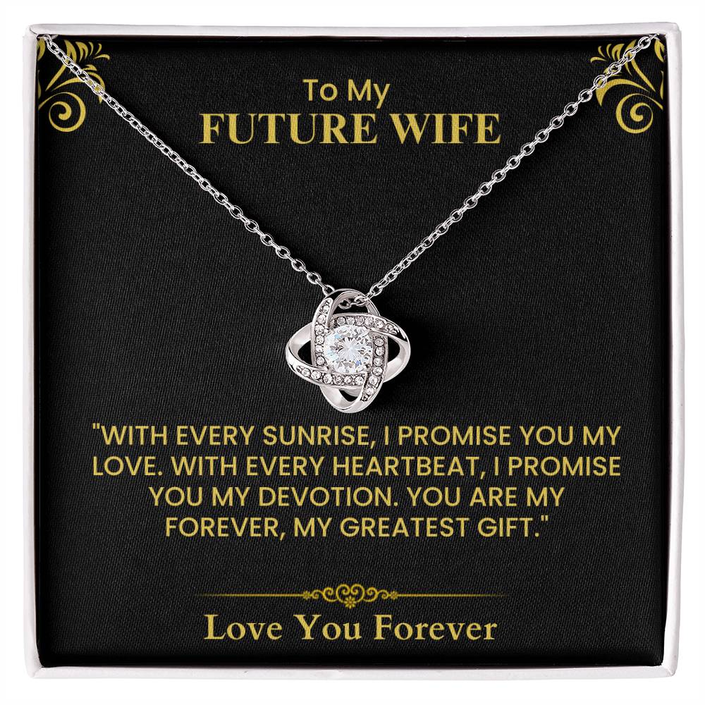 Romantic Gift for Future Wife – Heartfelt Love Message & Proposal Keepsake Love Knot Necklace