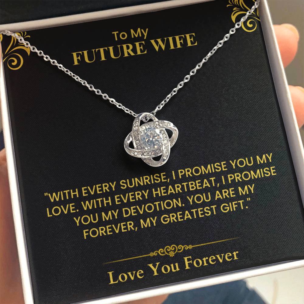 Romantic Gift for Future Wife – Heartfelt Love Message & Proposal Keepsake Love Knot Necklace