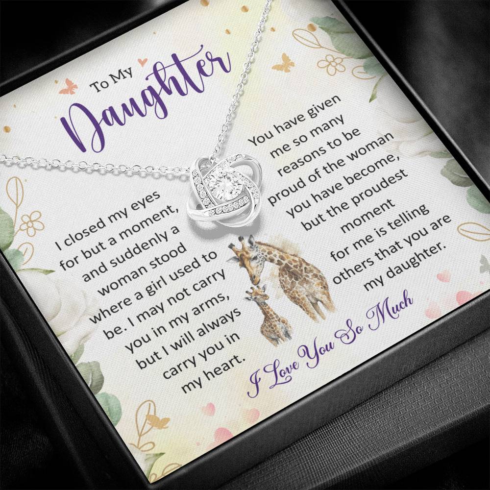 To My Daughter - Meaningful Gift with Love & Encouragement Love Knot Necklace