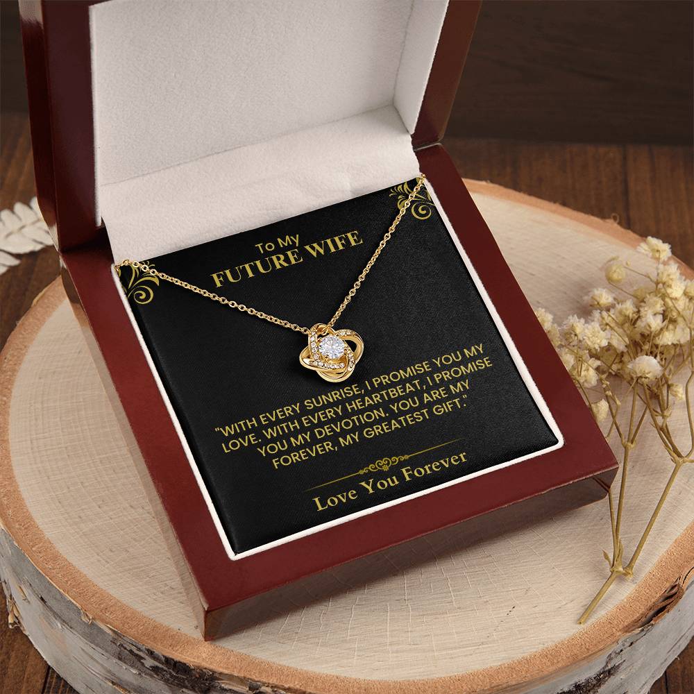 Romantic Gift for Future Wife – Heartfelt Love Message & Proposal Keepsake Love Knot Necklace