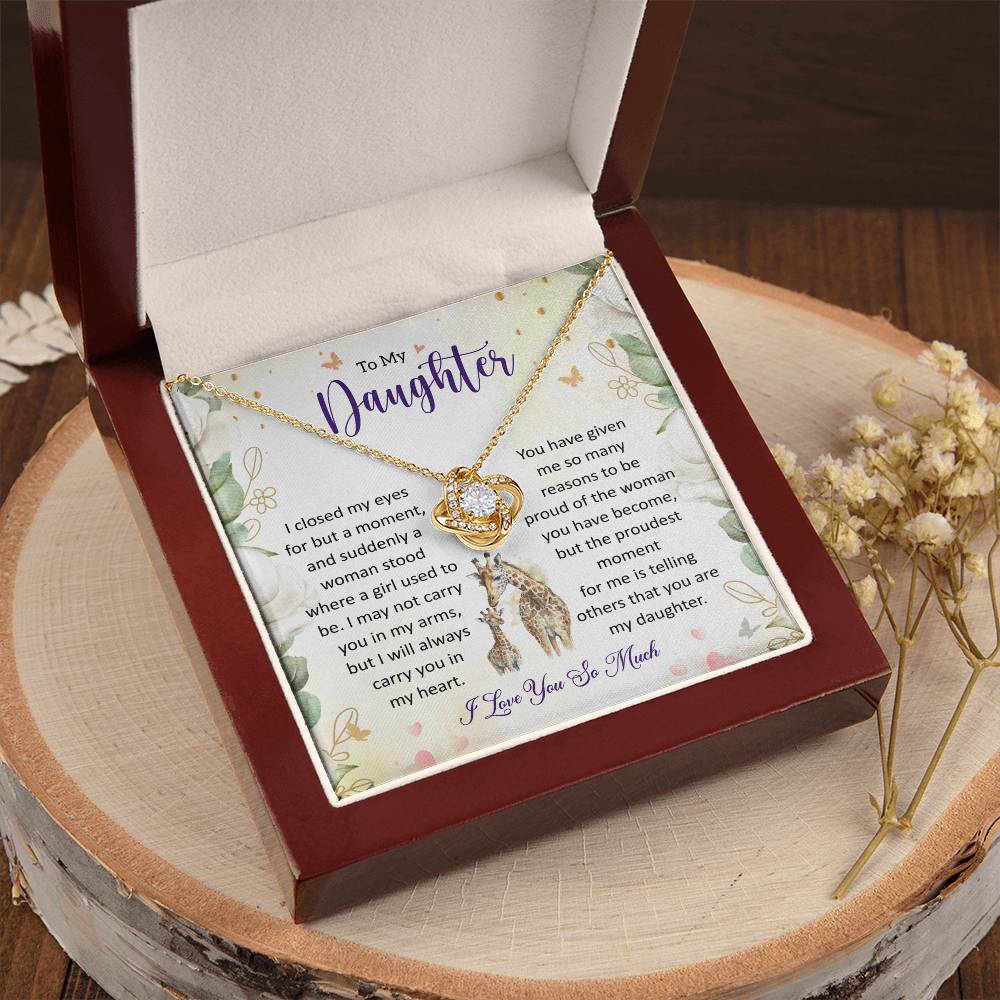 To My Daughter - Meaningful Gift with Love & Encouragement Love Knot Necklace