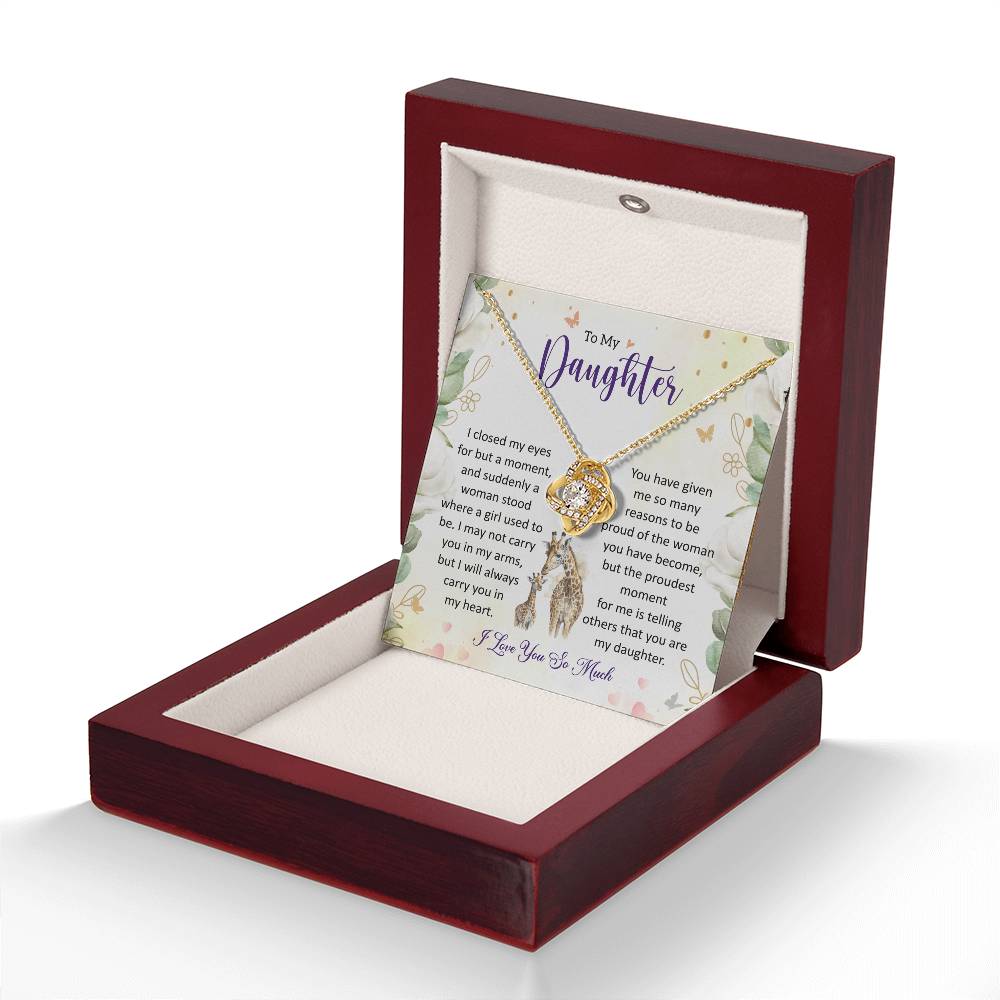 To My Daughter - Meaningful Gift with Love & Encouragement Love Knot Necklace