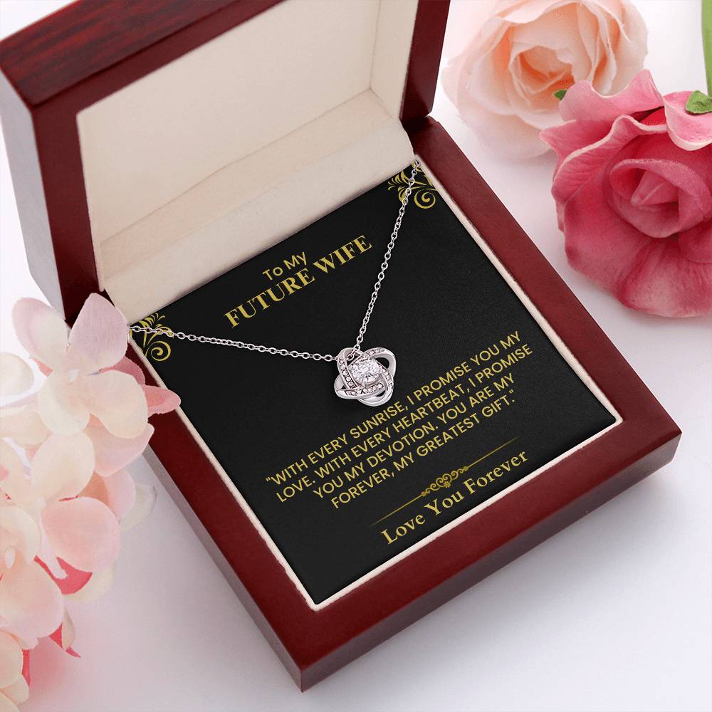 Romantic Gift for Future Wife – Heartfelt Love Message & Proposal Keepsake Love Knot Necklace