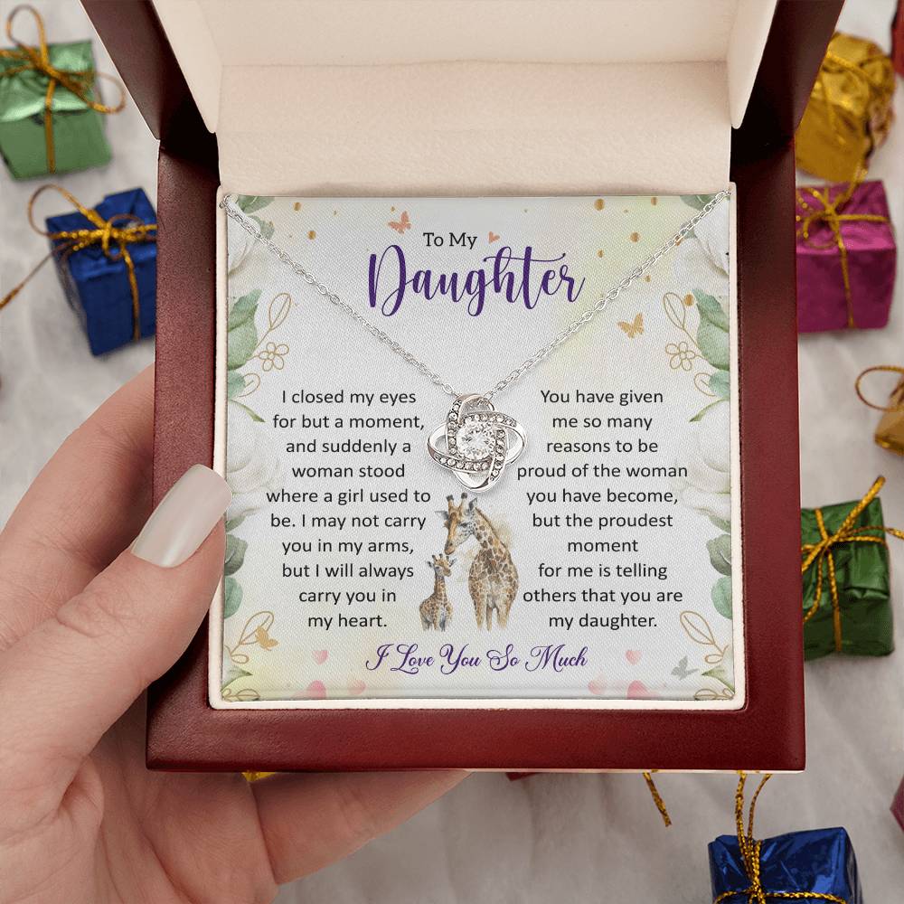 To My Daughter - Meaningful Gift with Love & Encouragement Love Knot Necklace
