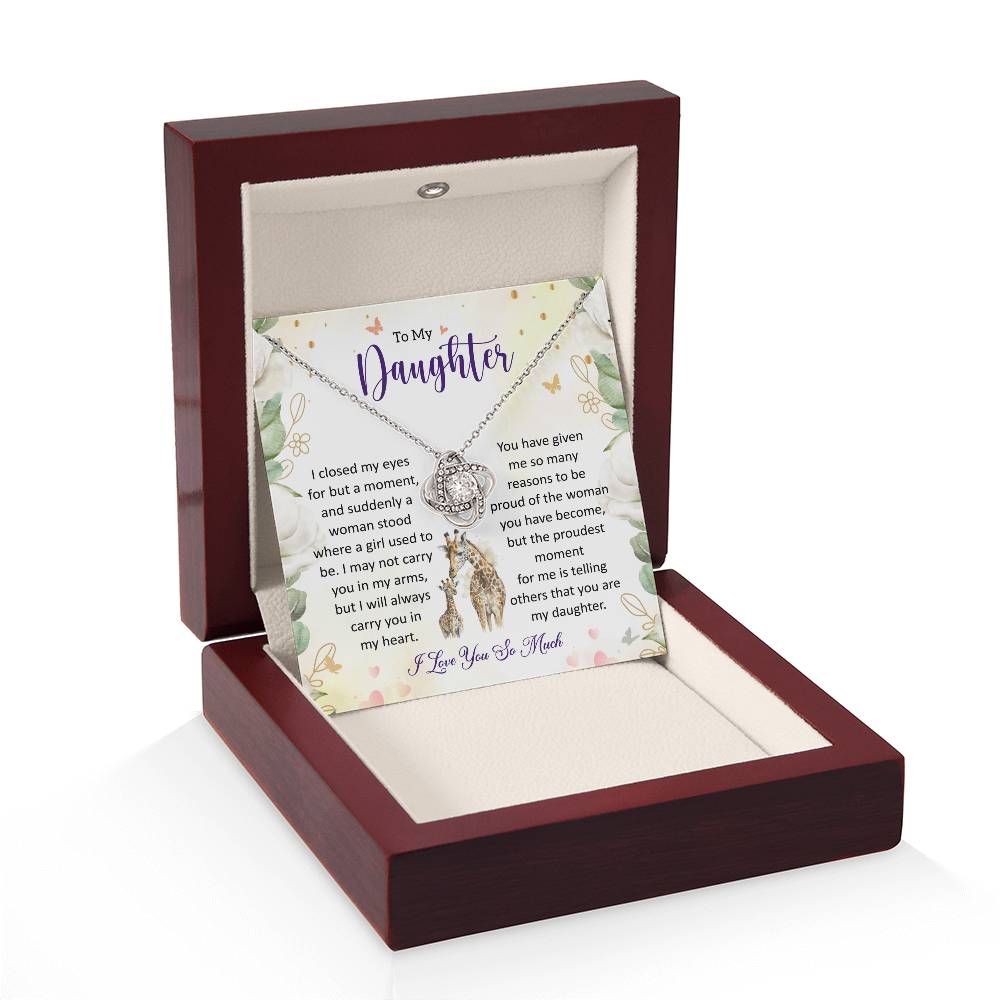 To My Daughter - Meaningful Gift with Love & Encouragement Love Knot Necklace