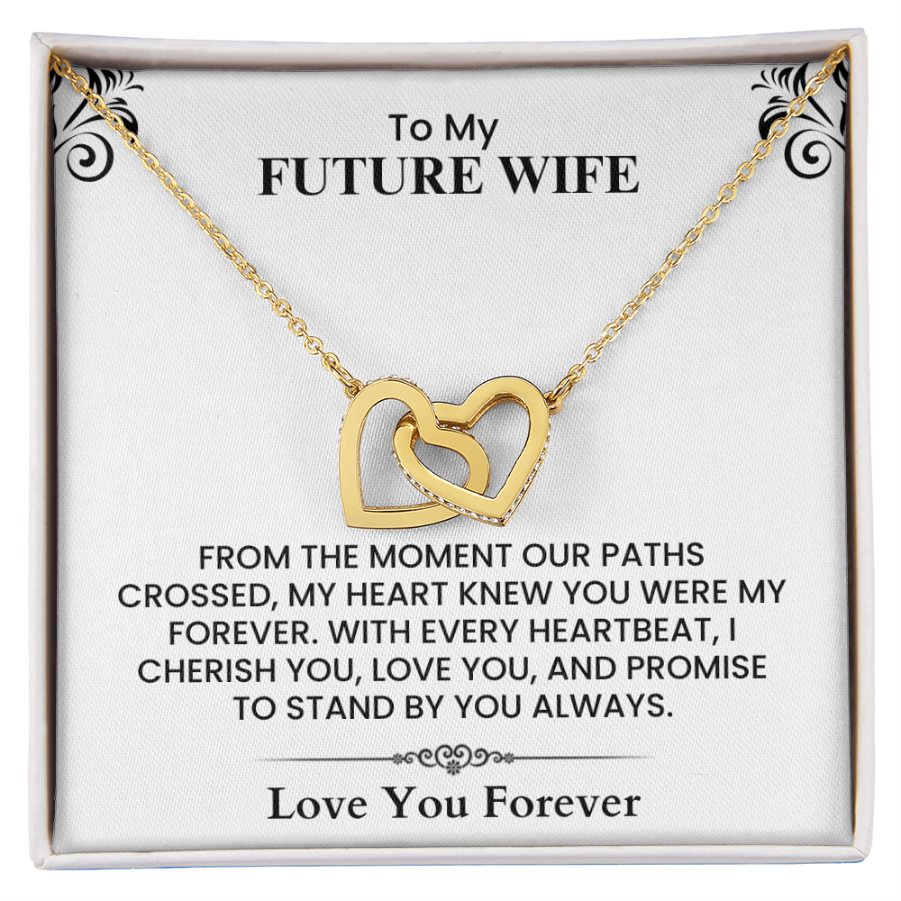 To My Future Wife Interlocking Hearts Necklace Meaningful Gift for Wedding two lovely hearts