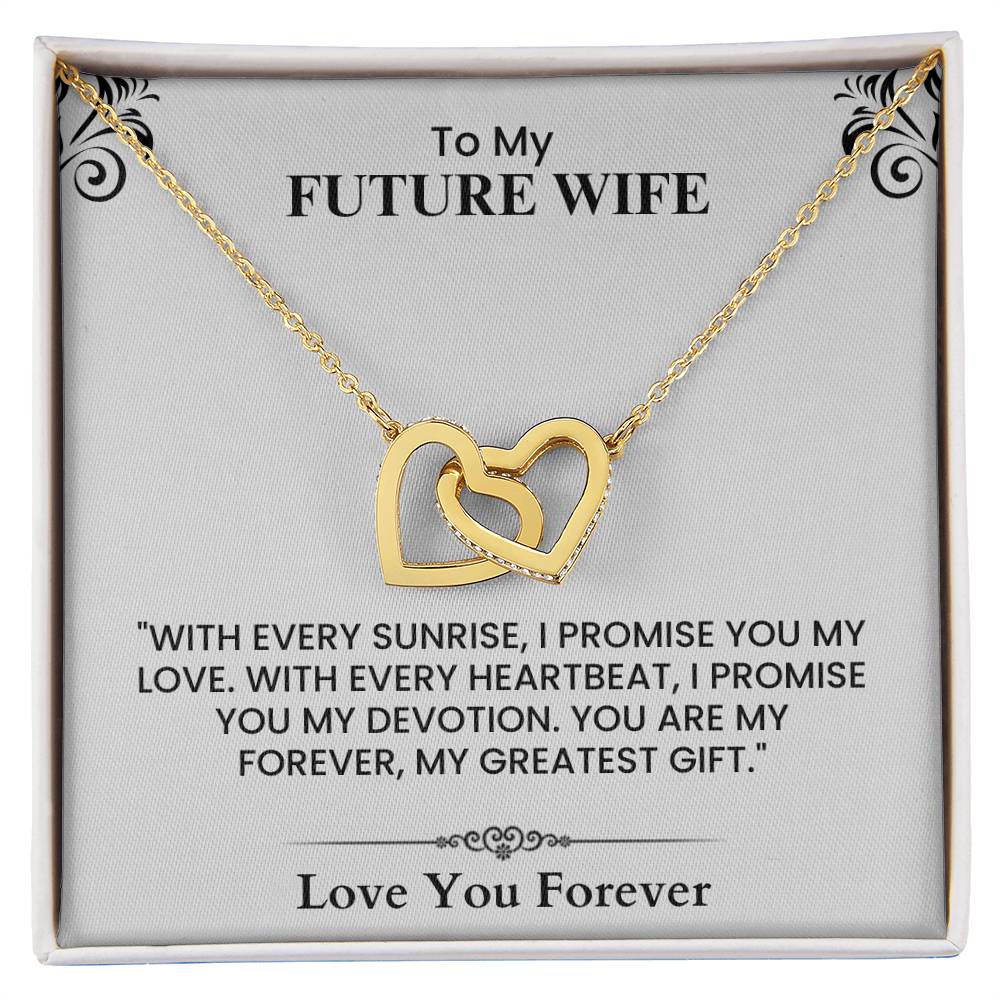 To My Future Wife Card - Sentimental Wedding Gift with Romantic Love Quote Interlocking Hearts