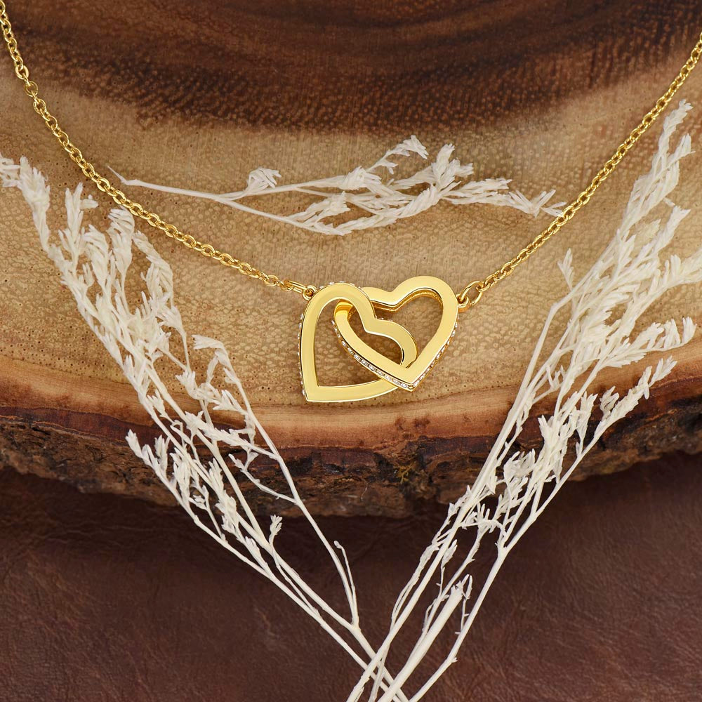 To My Daughter - Encouraging Words to Guide You, A Reminder of My Unconditional Love Interlocking Hearts necklace