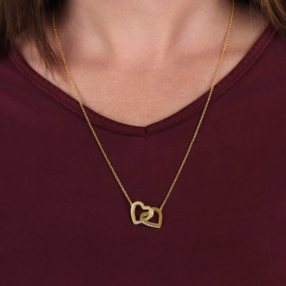 To My Daughter - Encouraging Words to Guide You, A Reminder of My Unconditional Love Interlocking Hearts necklace
