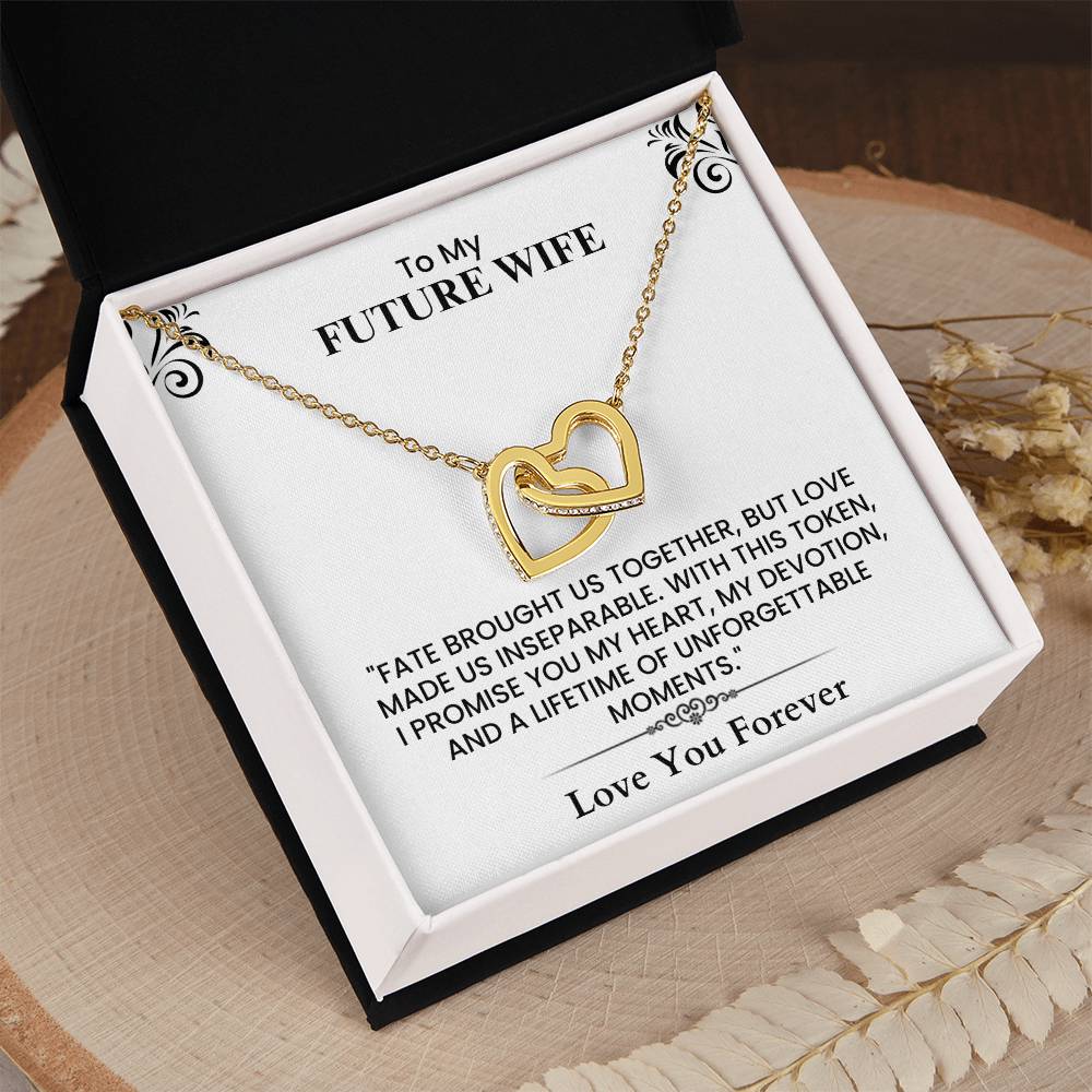 Romantic Gift for Future Wife - Heartfelt Love Letter Card for Proposal or Wedding Interlocking Hearts necklace