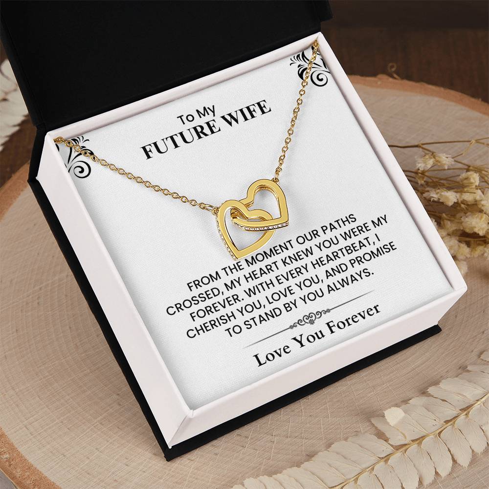 To My Future Wife Interlocking Hearts Necklace Meaningful Gift for Wedding two lovely hearts