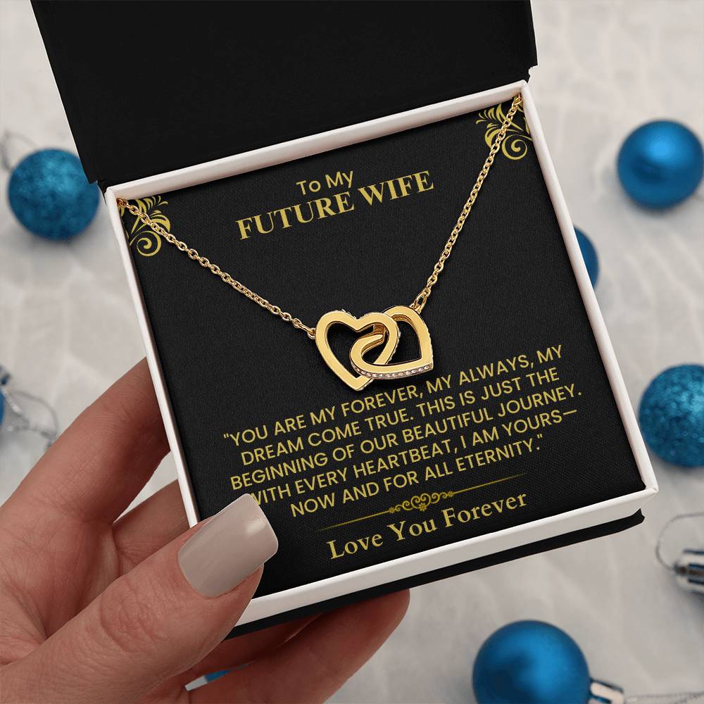 To My Future Wife Interlocking Hearts Necklace Romantic Gift for Engagement Anniversary Interlocking Hearts necklace   and Wedding