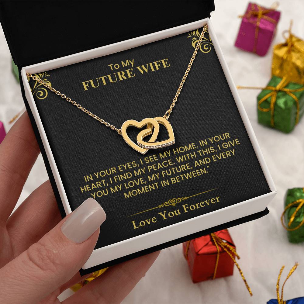 Romantic Gift for Future Wife - Heartfelt Love Letter Card for Proposal or Wedding Interlocking Hearts necklace