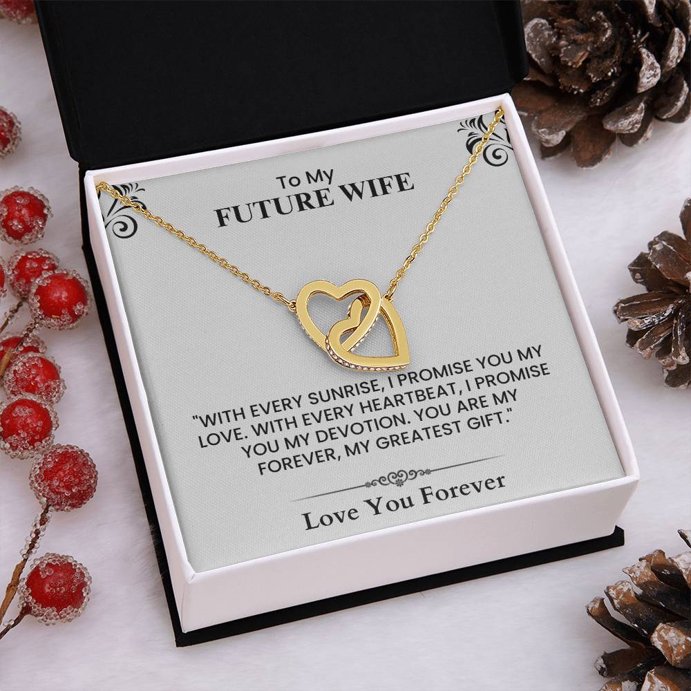 To My Future Wife Card - Sentimental Wedding Gift with Romantic Love Quote Interlocking Hearts