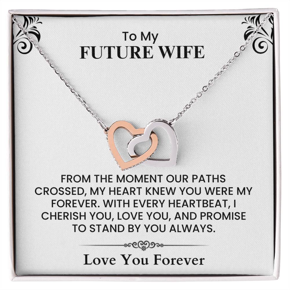 To My Future Wife Interlocking Hearts Necklace Meaningful Gift for Wedding two lovely hearts