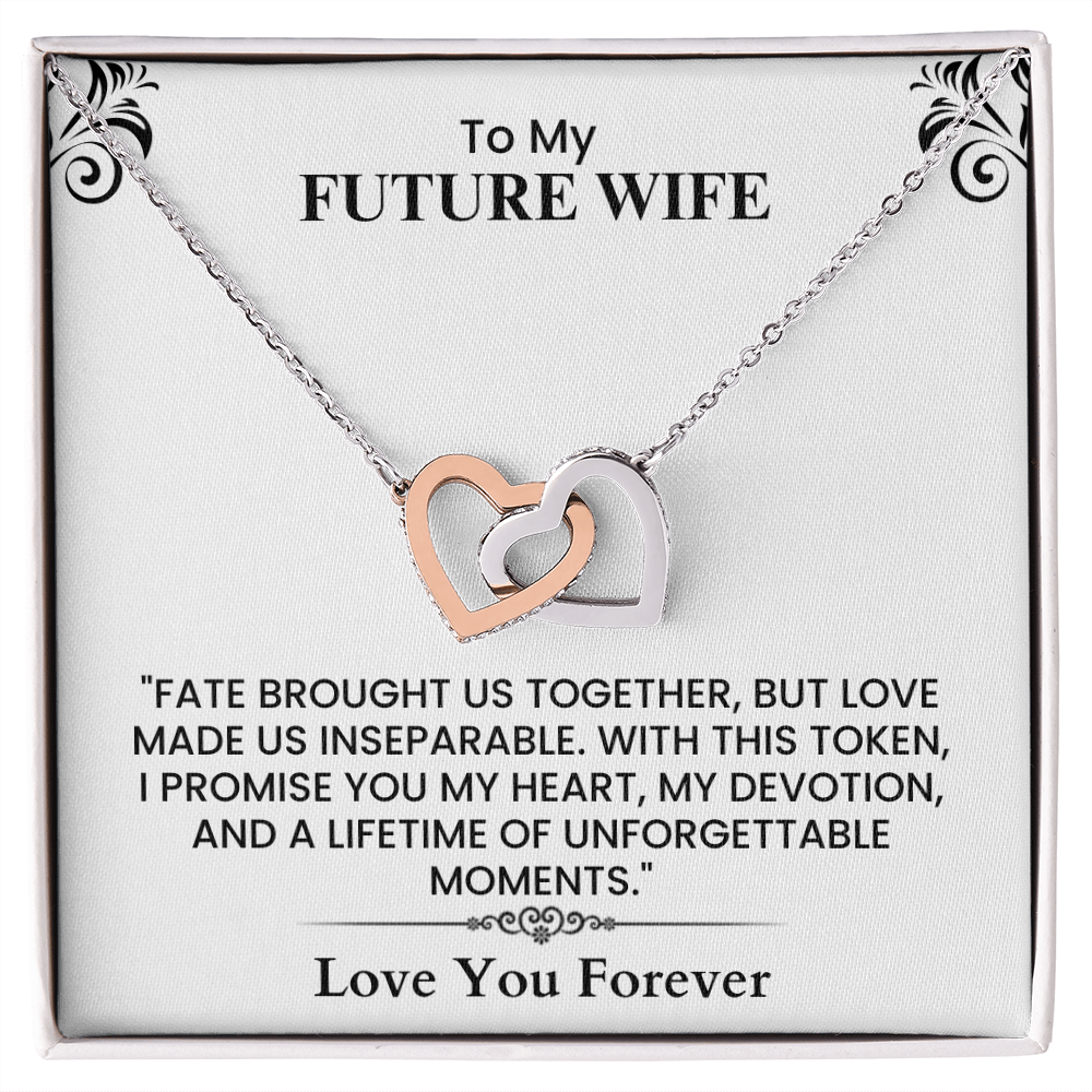 Romantic Gift for Future Wife - Heartfelt Love Letter Card for Proposal or Wedding Interlocking Hearts necklace