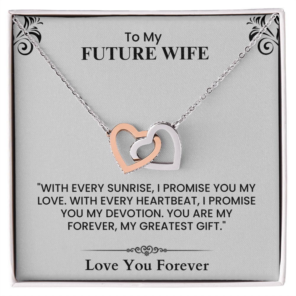 To My Future Wife Card - Sentimental Wedding Gift with Romantic Love Quote Interlocking Hearts