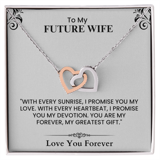 To My Future Wife Card - Sentimental Wedding Gift with Romantic Love Quote Interlocking Hearts