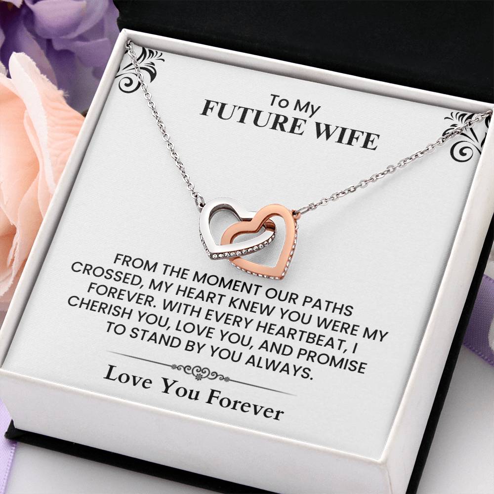 To My Future Wife Interlocking Hearts Necklace Meaningful Gift for Wedding two lovely hearts