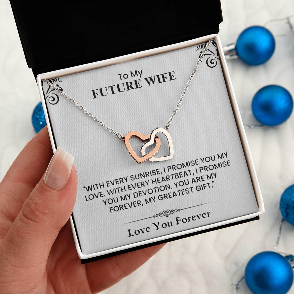 To My Future Wife Card - Sentimental Wedding Gift with Romantic Love Quote Interlocking Hearts