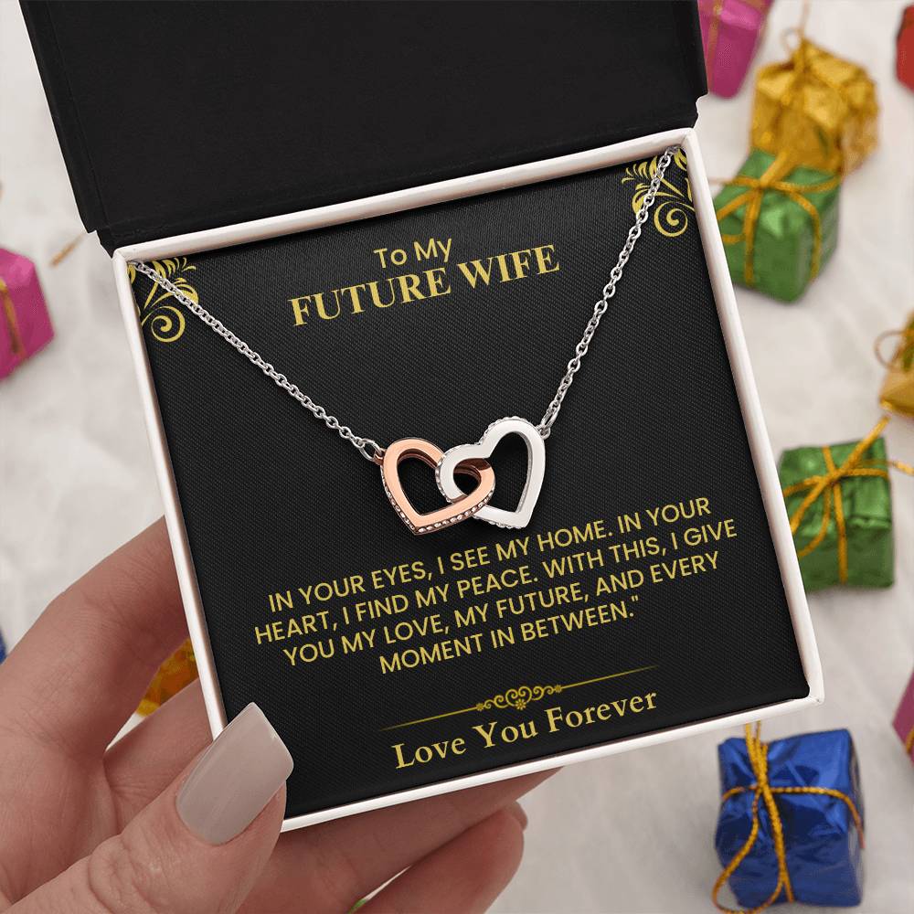 Romantic Gift for Future Wife - Heartfelt Love Letter Card for Proposal or Wedding Interlocking Hearts necklace